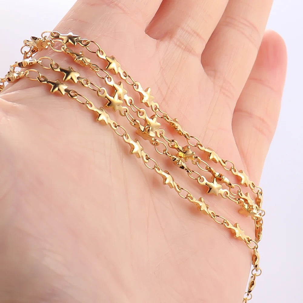 Star gold Stainless steel chain - per feet - Anti tarnish