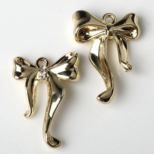 GP 1252 - Exquisite bow gold plated charm - per piece - anti tarnish