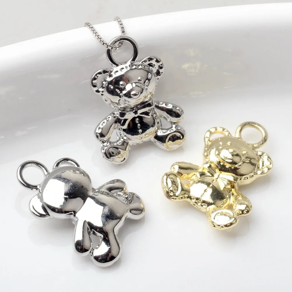 SP 1255 - little bear silver plated charm - per piece - anti tarnish