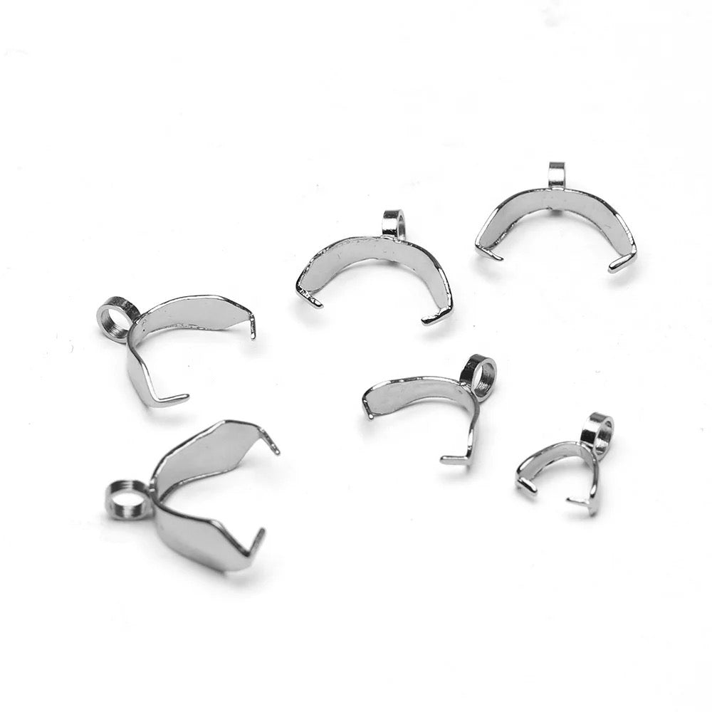 SS 1259 - pinch bail silver plated stainless steel - per piece - anti tarnish