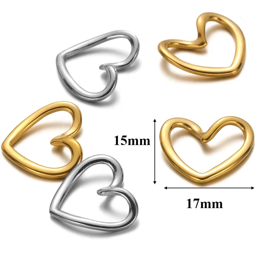 SS 1261 - wavy heart gold plated stainless steel - per piece - anti tarnish