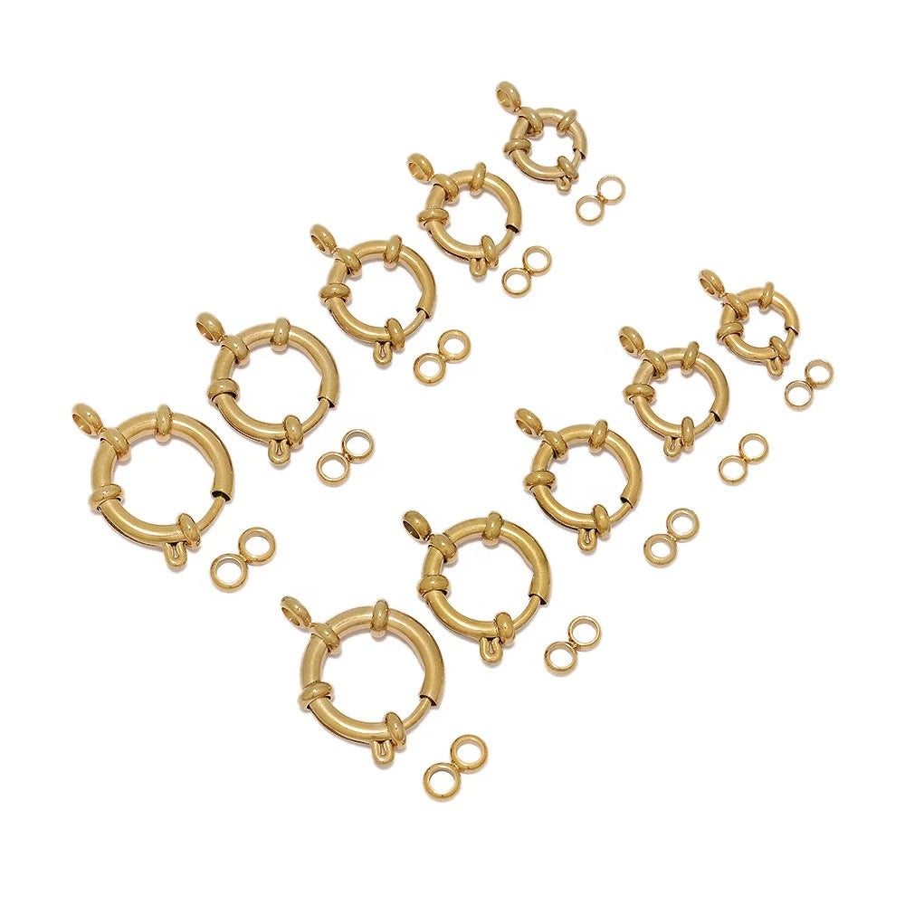 SS 1262 Spring clasp gold plated stainless steel - per piece - anti tarnish - big size