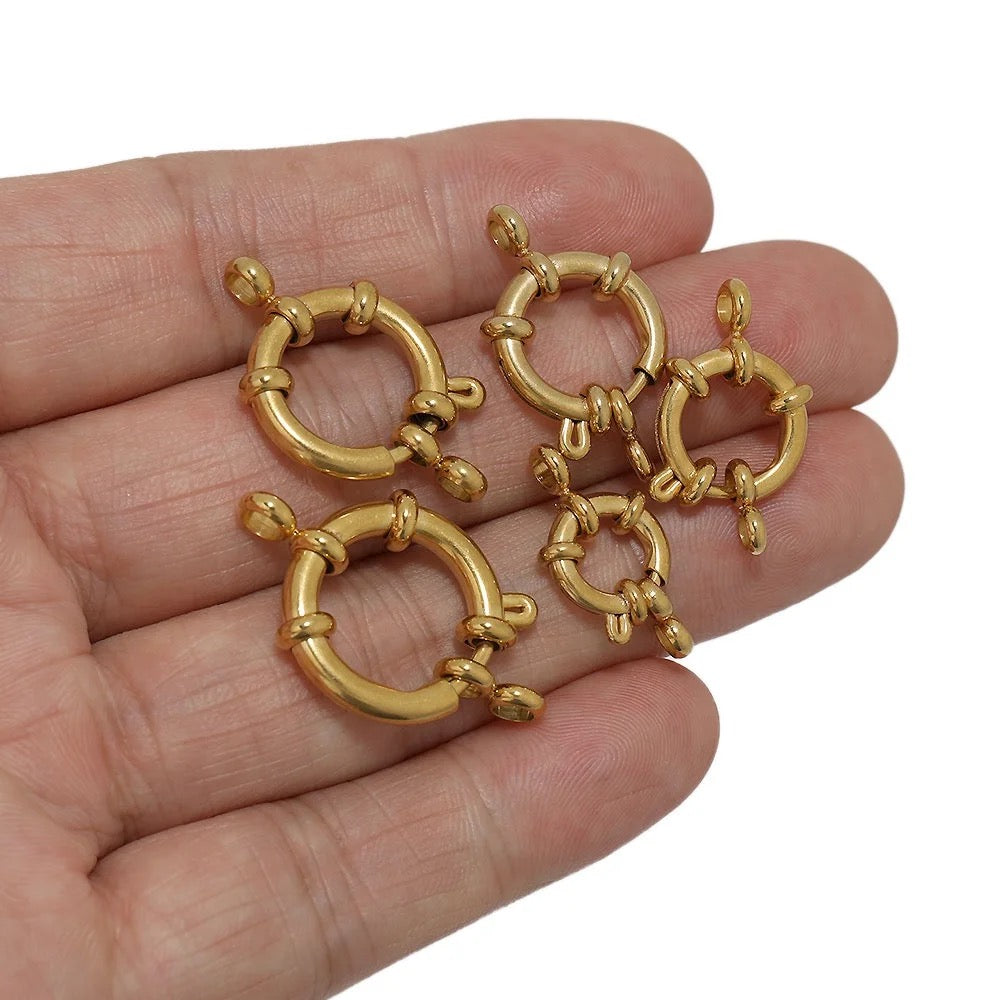 SS 1262 Spring clasp gold plated stainless steel - per piece - anti tarnish - big size