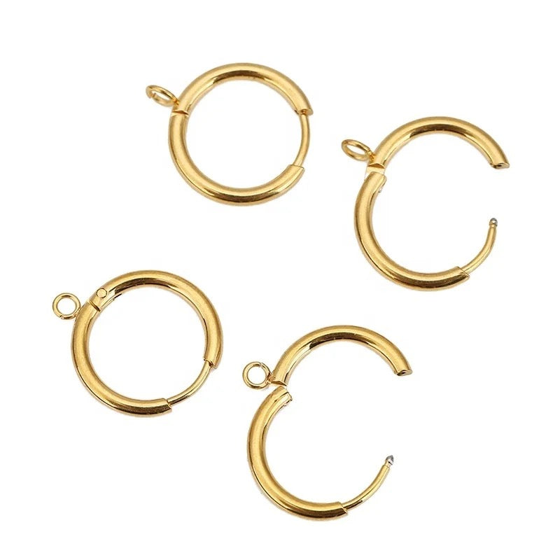 SS 1263 - Hoops gold plated stainless steel - per pair - anti tarnish