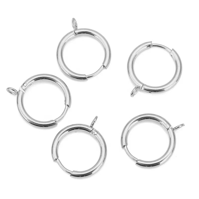 SS 1264 - Hoops silver plated stainless steel - per pair - anti tarnish