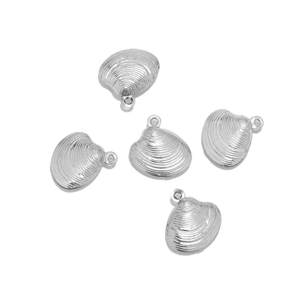 SS 1265 - sea shell charm silver plated stainless steel - per piece - anti tarnish