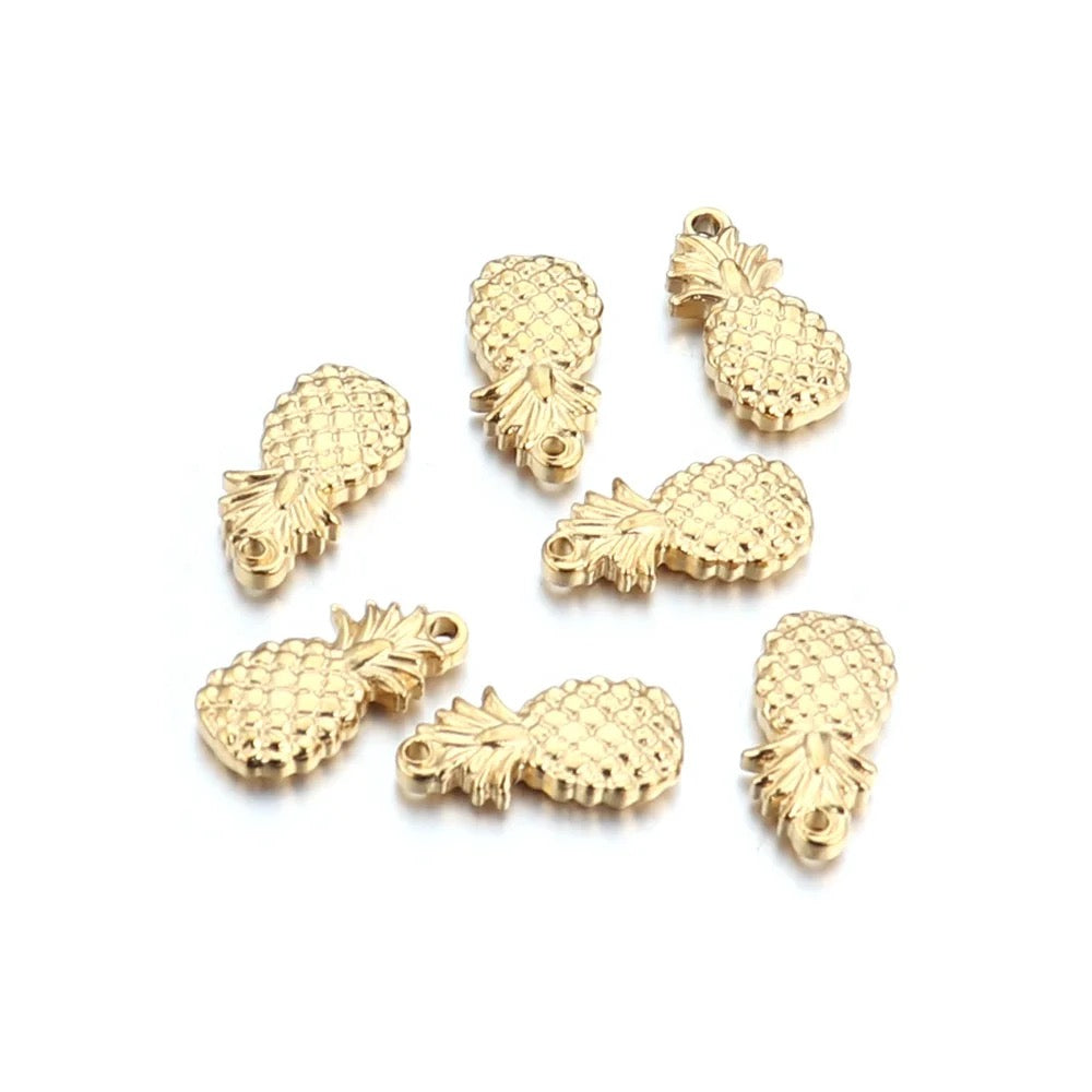 SS 1268 - pineapple 18k gold plated stainless steel - per piece - anti tarnish