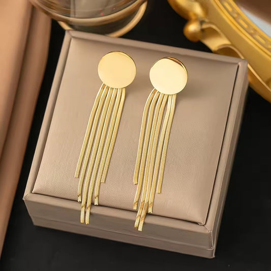 SS 43 Round Tassel Earrings - 18k stainless steel - Anti tarnish - Wholesale