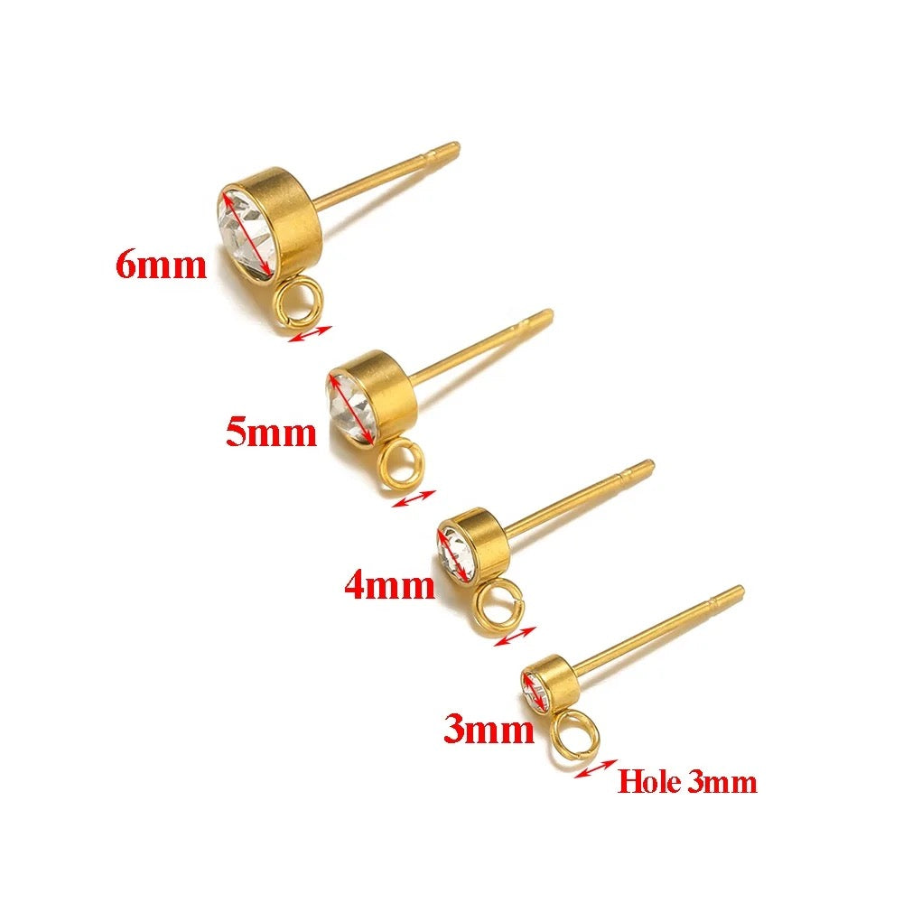 SS 1271 - zircon stud 18k gold plated stainless steel - per pair - anti tarnish