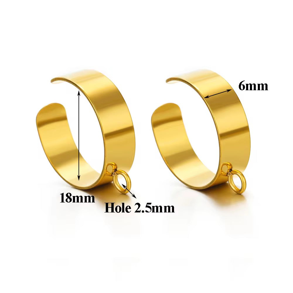 SS 2344 Custom adjustable ring with hook 18k gold plated Stainless steel ( 1 pc ) Anti tarnish