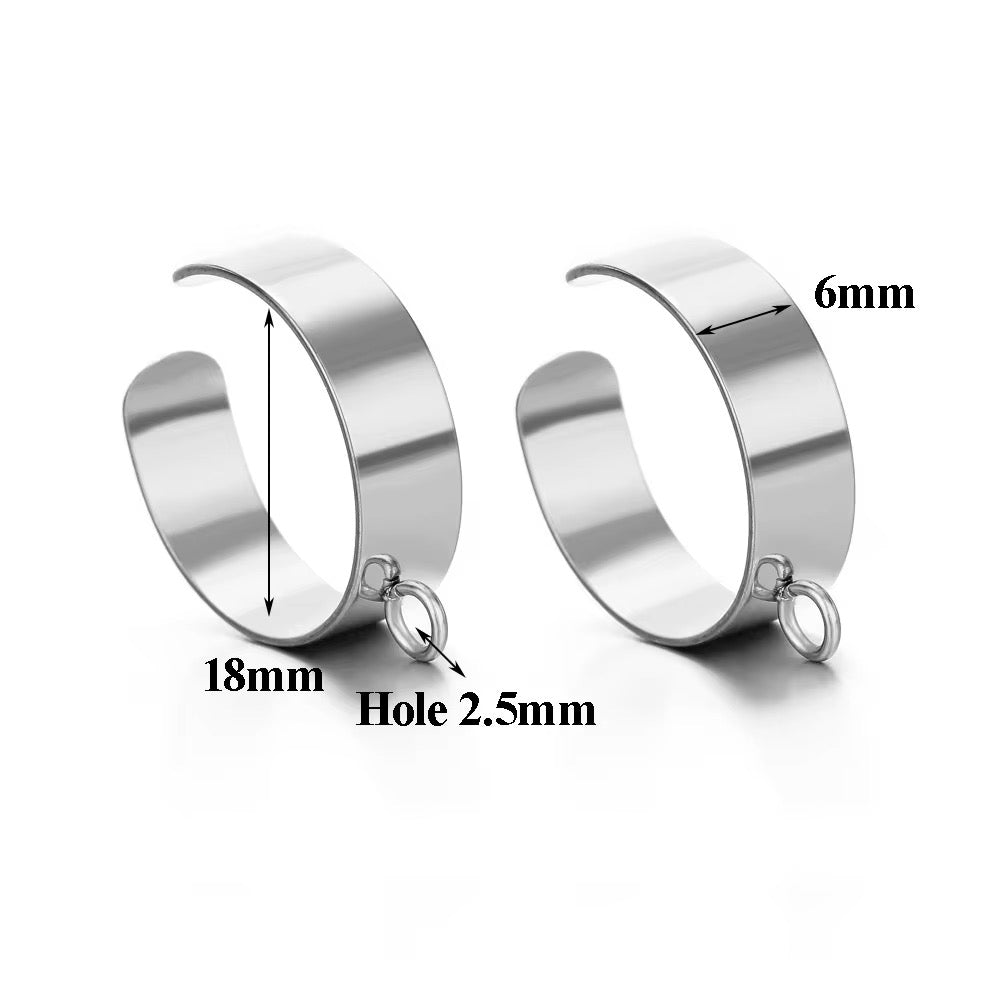 SS 2345 Custom adjustable ring with hook steel plated Stainless steel ( 1 pc ) Anti tarnish