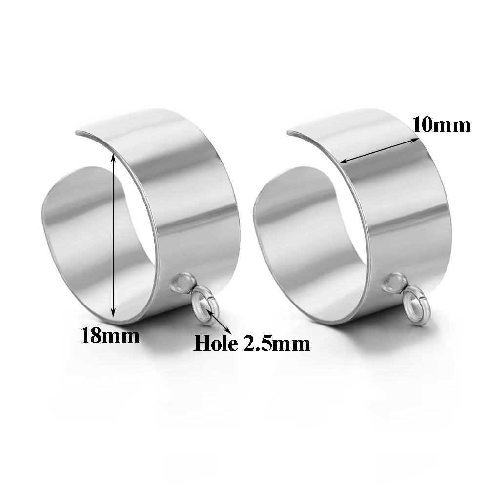 SS 2345 Custom adjustable ring with hook steel plated Stainless steel ( 1 pc ) Anti tarnish