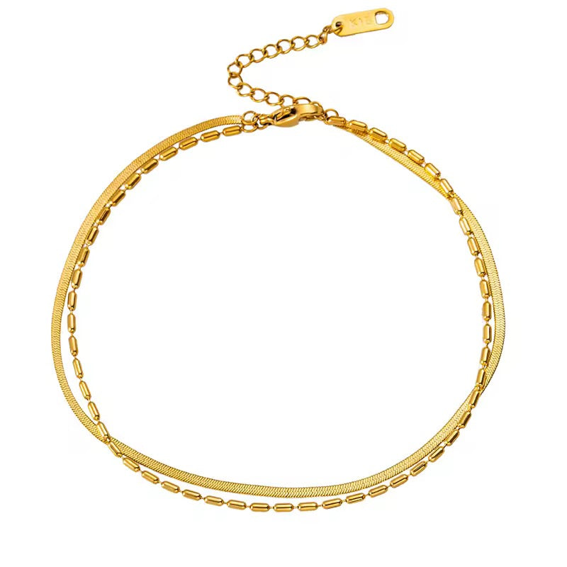 SS 146 Seed bead double layer minimalistic bracelet - 18k stainless steel - Anti tarnish - Wholesale