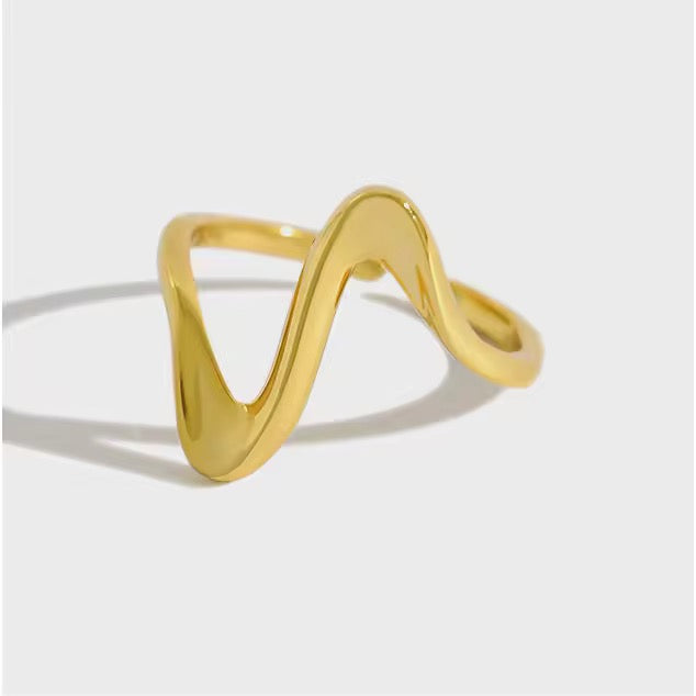 SS 151 Wavy ring adjustable - 18k stainless steel - Anti tarnish - Wholesale