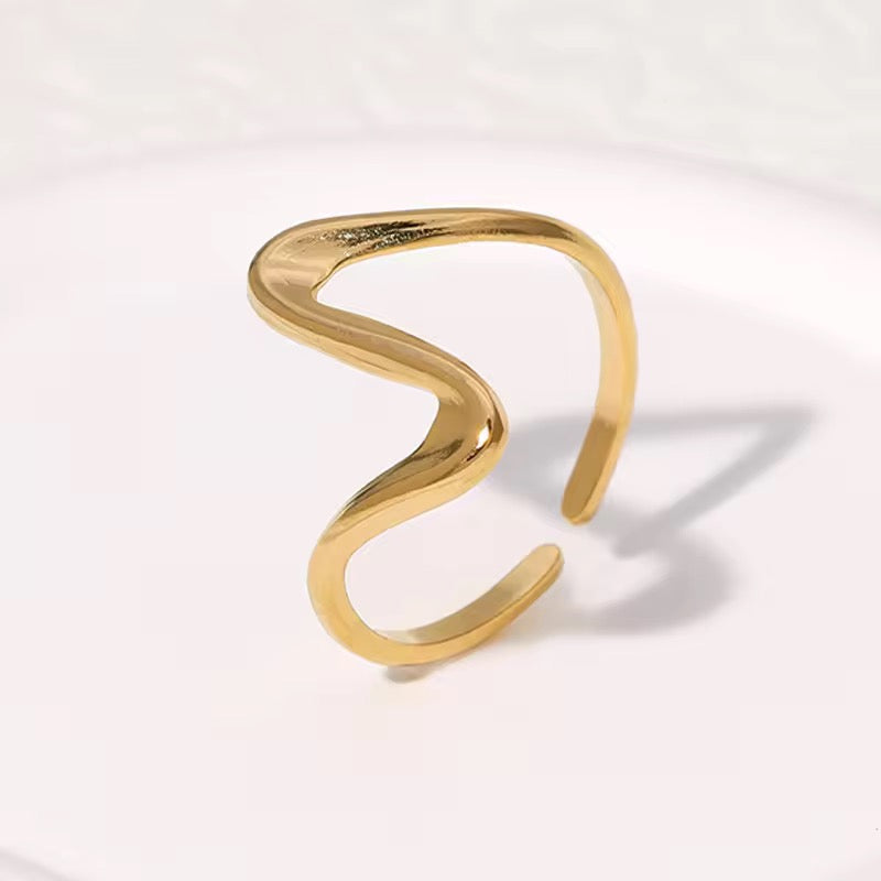 SS 151 Wavy ring adjustable - 18k stainless steel - Anti tarnish - Wholesale