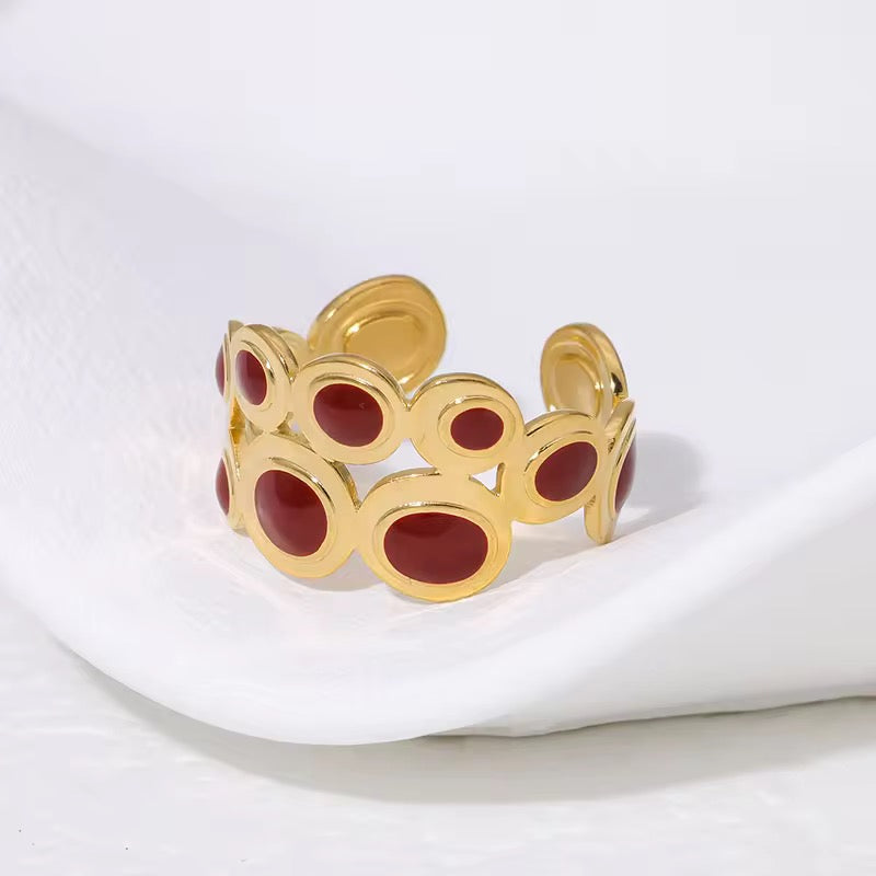 SS 155 Retro Geometric ring adjustable - 18k stainless steel - Anti tarnish - Wholesale