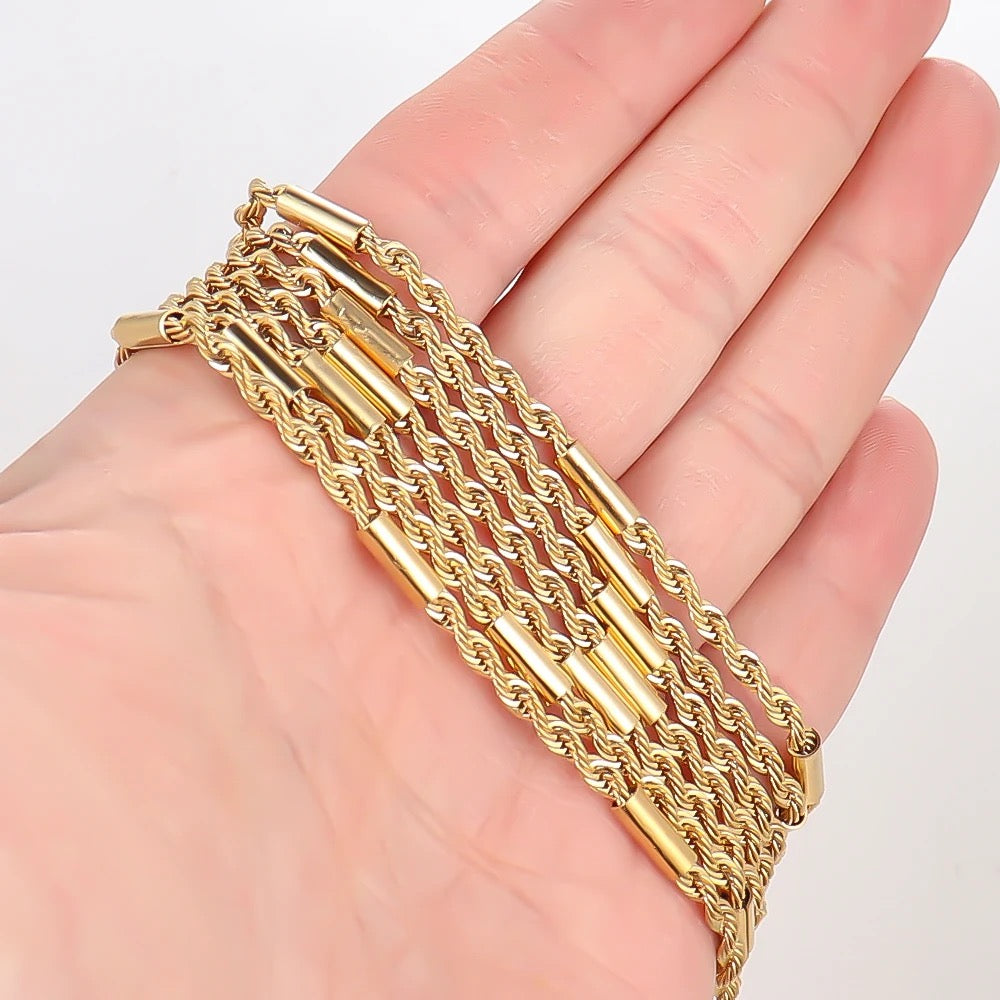 bar twisted gold Stainless steel chain - per feet - Anti tarnish