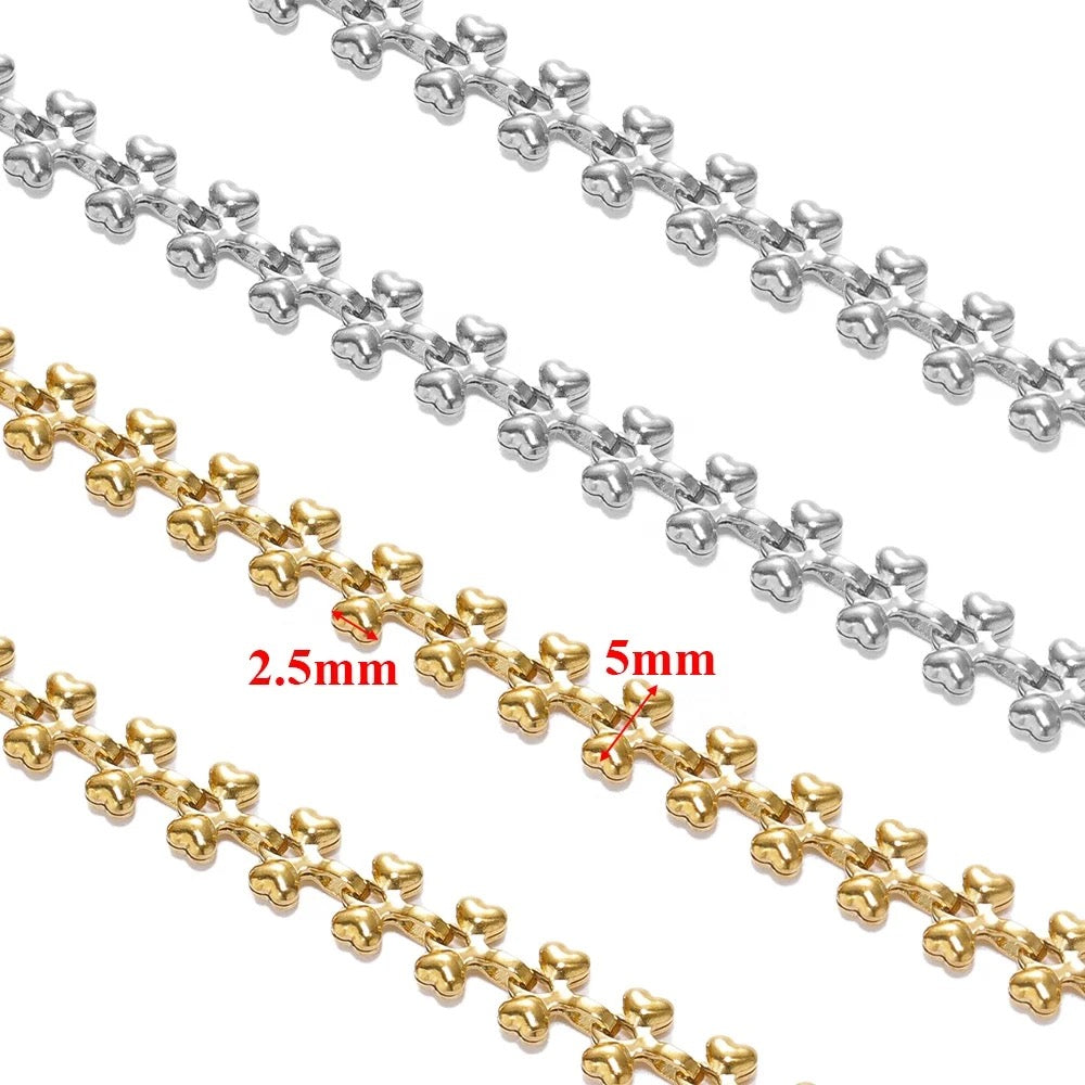 Bow gold Stainless steel chain - per feet - Anti tarnish