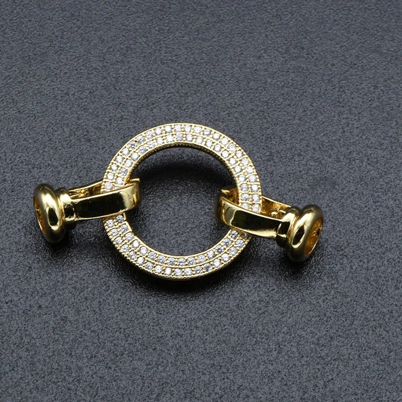 GP 1417 Gold plated CZ Round clasp - per piece - anti tarnish