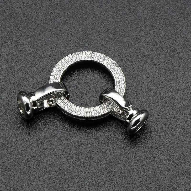 SP 1416 silver plated CZ Round clasp - per piece - anti tarnish