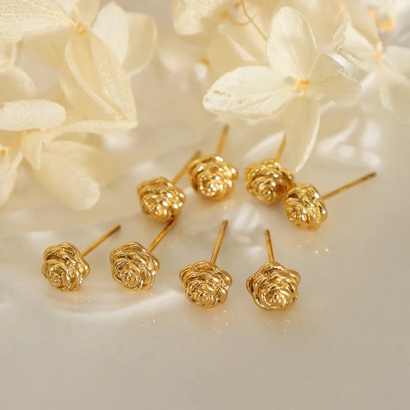 GP 1514 -  14k gold plated rose stud ( 2 pc ) - anti tarnish