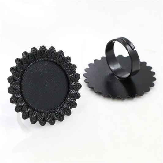 CB 1531 - Black Cabochon base Ring ( 1 pc )