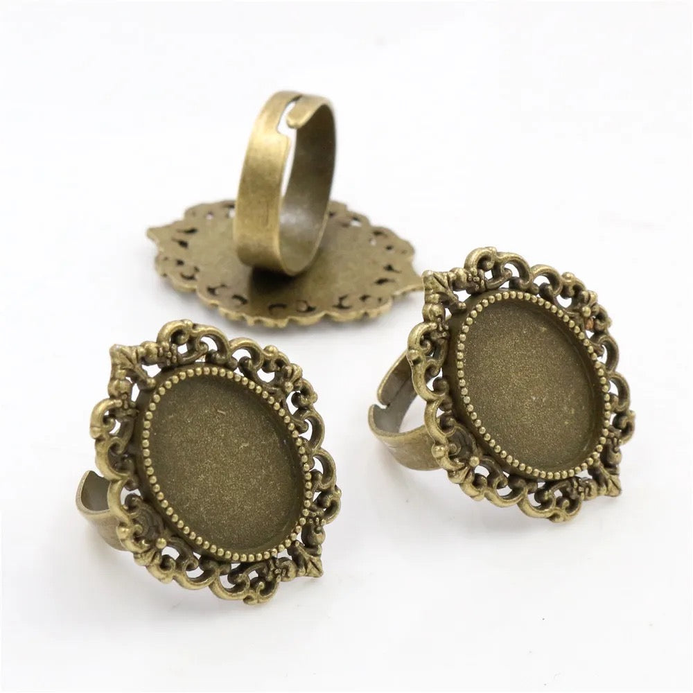 CB 1532 - Antique bronze Cabochon base Ring ( 1 pc )