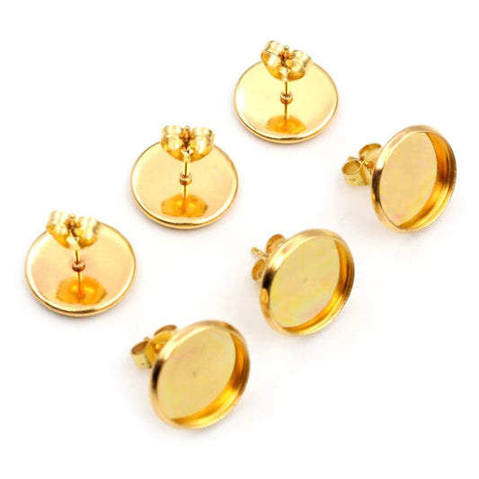 CB 1534 - Gold stainless steel Cabochon base stud ( 2 pc )