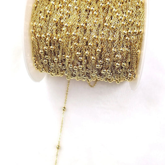 14k gold plated satellite bead chain - Anti tarnish