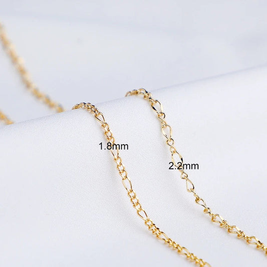 2.2 mm 14k figaro gold plated chain - per feet - Anti tarnish