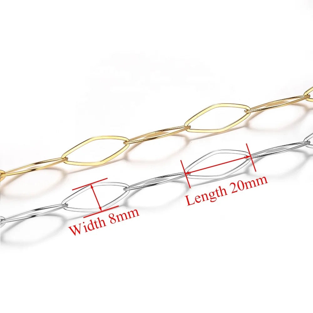 Rhombus link gold Stainless steel chain ( 1 feet ) Anti tarnish