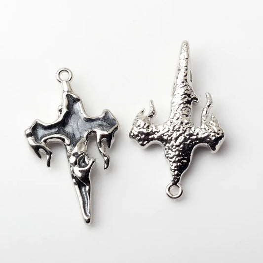 AC 1703 Black dripping Cross alloy charm ( 1 pc )