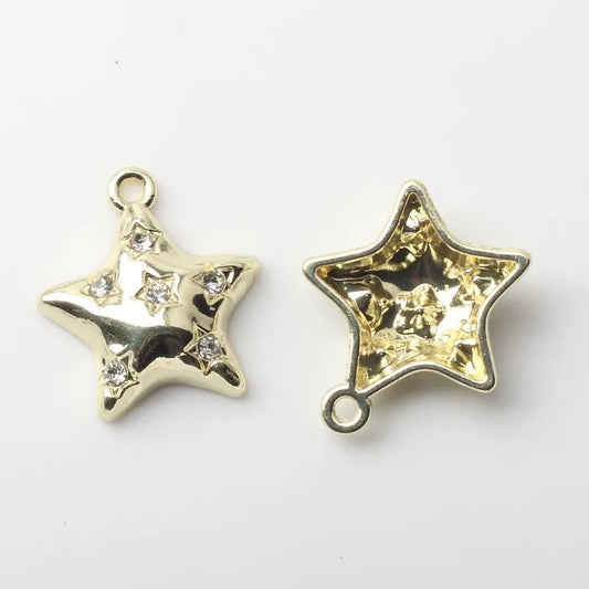 AC 1708 Inlaid zircon star gold alloy charm ( 1 pc ) - Anti Tarnish