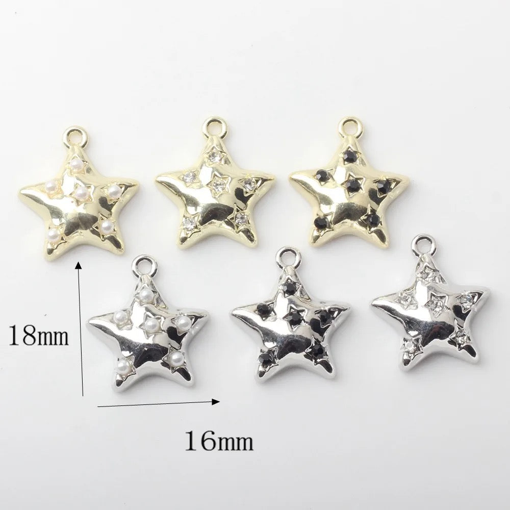 AC 1708 Inlaid zircon star gold alloy charm ( 1 pc ) - Anti Tarnish