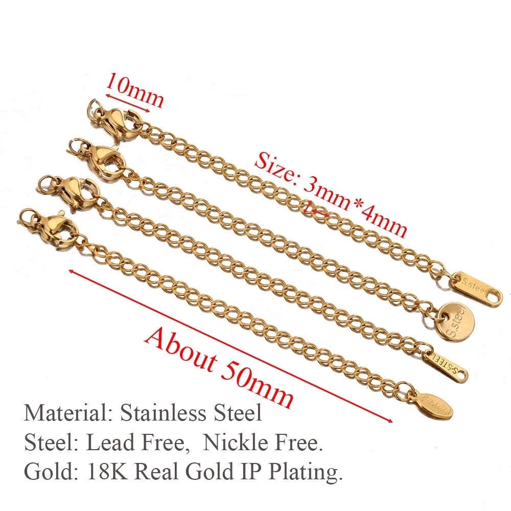 SS 1735 - gold Stainless steel extension with lobster hook ( 1 pc ) Anti tarnish