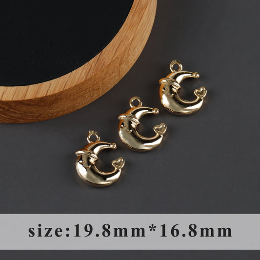 GP 1795 Moon with heart 18k gold plated charm ( 1 pc ) - anti tarnish