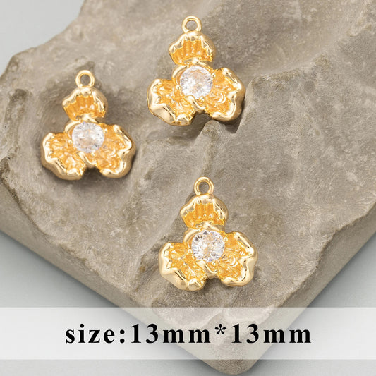 GP 1800 Flower Zircon 18k gold plated charm ( 1 pc ) - anti tarnish