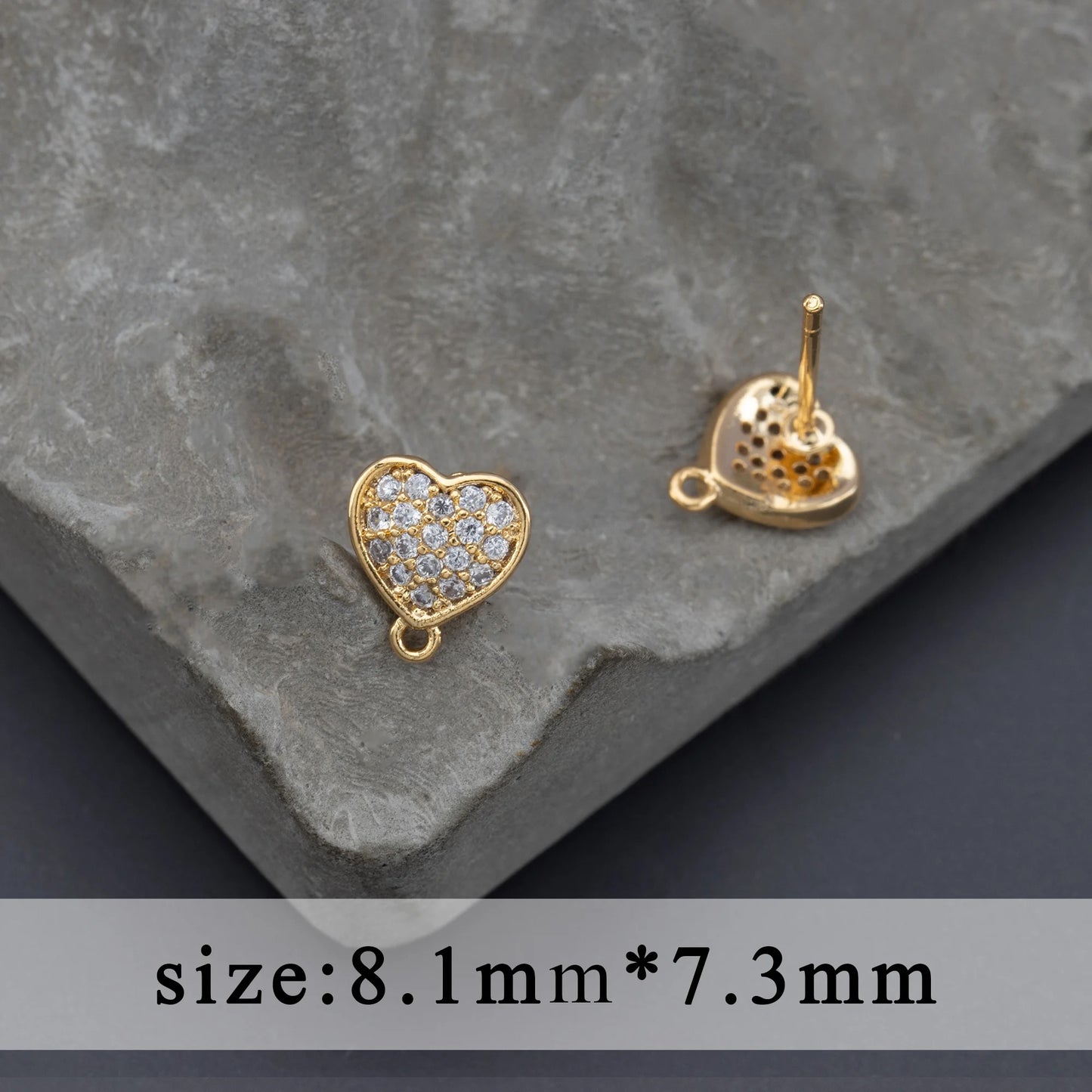 GP 1805 Heart Zircon  18k gold plated stud ( 2 pc ) - anti tarnish