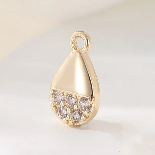 CZ 1848 Teardrop zircon 14k gold plated connector ( 1 pc ) - anti tarnish