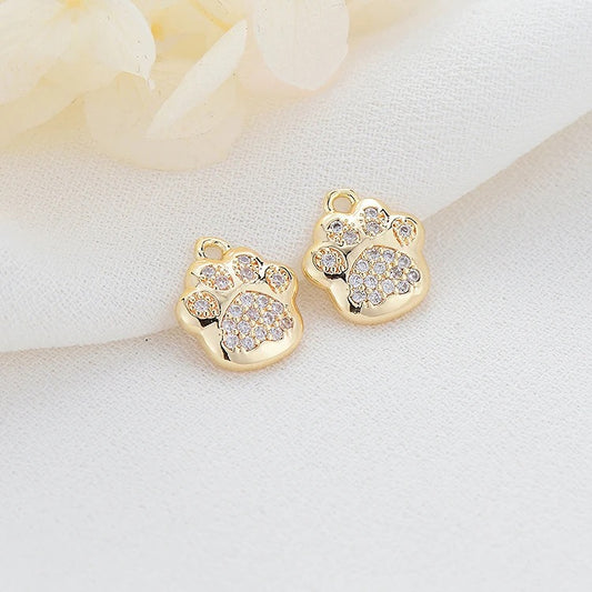 CZ 1834 paw 🐾 zircon 14k gold plated connector ( 1 pc ) - anti tarnish