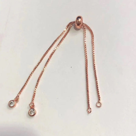 CZ 204 Rose gold box chain bracelet connector ( 1 pc ) - anti tarnish